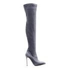 Rag Company elegant stiletto boots in grey with a sleek thigh-high design and pointed toe