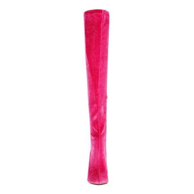 Rag Company elegant stiletto boots in vibrant pink with a sleek, tall design for a fashionable look