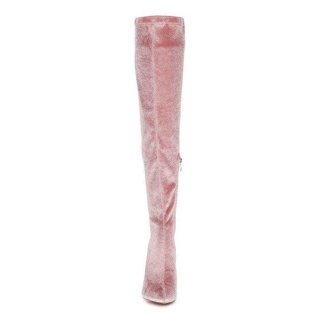 Rag Company elegant stiletto boots in pink velvet for a chic and sophisticated look