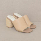Oasis Society Women's Sandals with Elegant Studded Heels and Comfortable Chunky Design