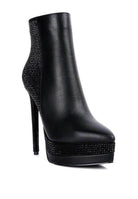 Rag Company Women's Elegant Vacation Footwear Black High Heels with Sparkling Detail