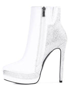 Rag Company Women's White Boots with Sparkling Rhinestones, perfect elegant vacation footwear