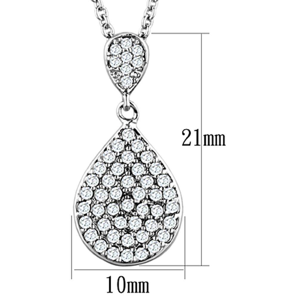 Elegant vacation jewelry for women featuring a sparkling teardrop pendant necklace with a silver chain