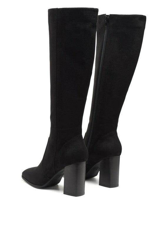 Rag Company elegant velvet boots with a sleek design and block heels for stylish fall looks