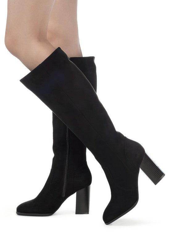 Rag Company elegant velvet boots with a stylish high heel and sleek design for a chic look