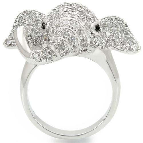 Silver elephant statement ring adorned with sparkling stones for a unique look