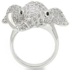Silver elephant statement ring adorned with sparkling stones for a unique look