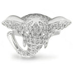 Sterling silver elephant statement ring adorned with sparkling rhinestones for a unique look