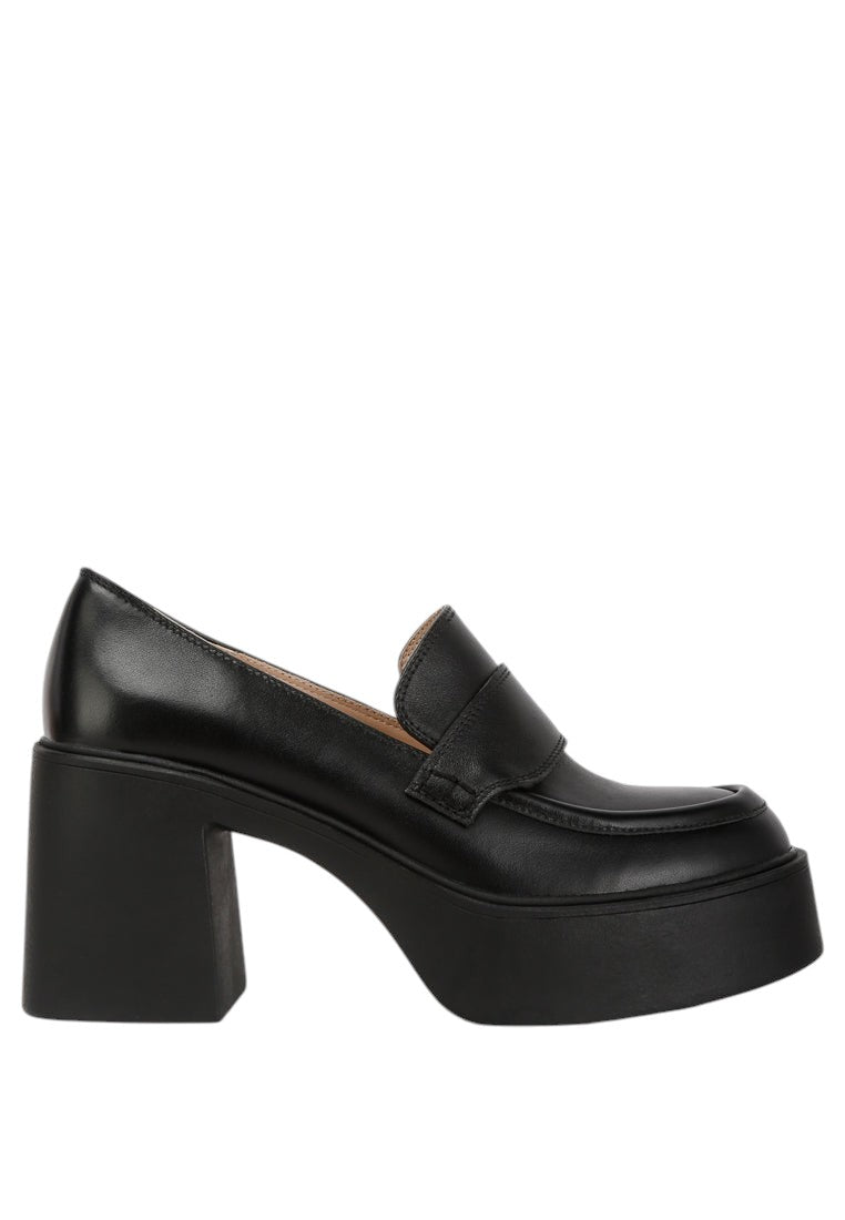 Elspeth Heeled Platform Leather Loafers