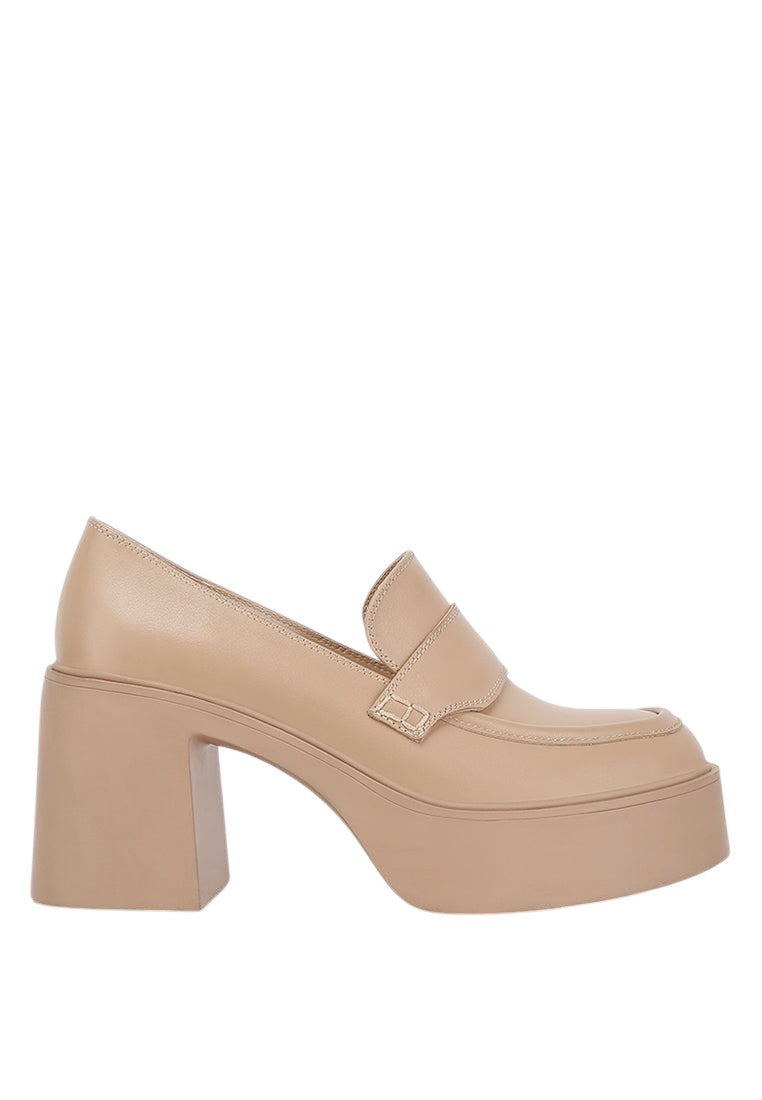 Elspeth Heeled Platform Leather Loafers