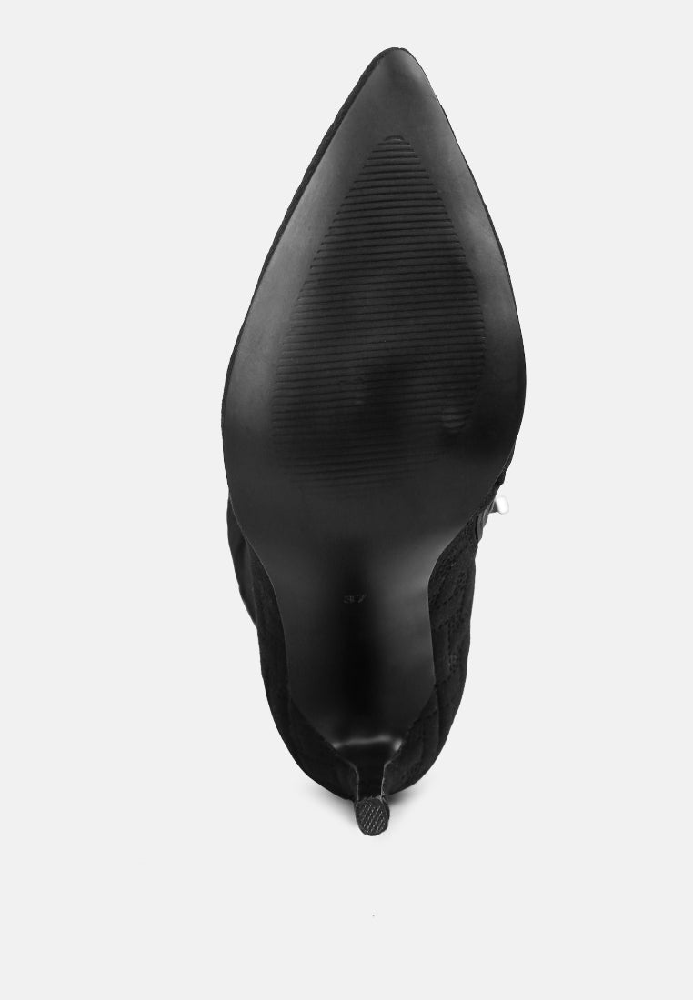 London Rag International embossed high heeled calf boots with a pointed toe design