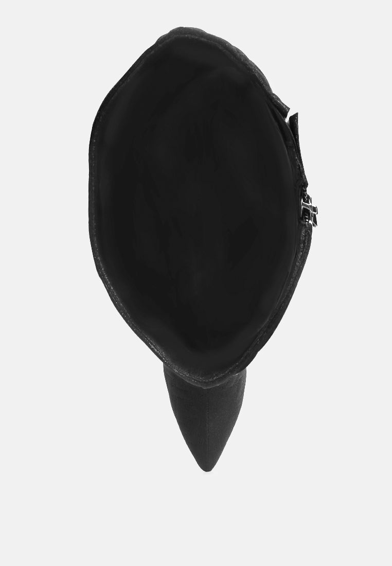 London Rag International embossed high heeled calf boots with stylish pointed toe design