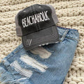 Ocean and 7th embroidered beach hat in black with distressed detailing for stylish summer looks