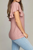 Women's Shirts Embroidered Eyelet Top With Wing Sleeve