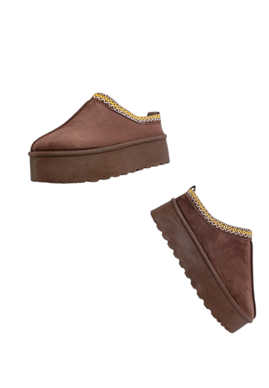 Embroidered Platform Slip-On Shoes for Women