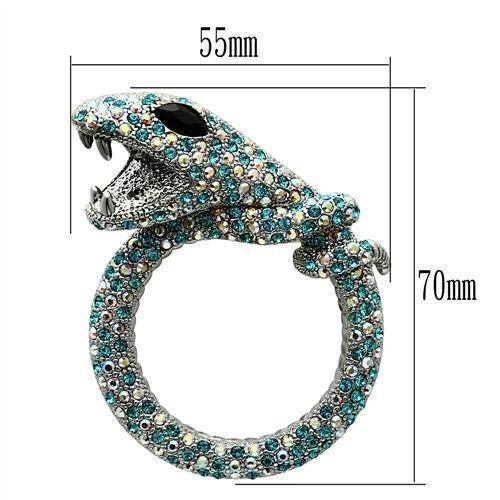 Emerald green statement brooch in unique lizard design with sparkling rhinestones and bold features