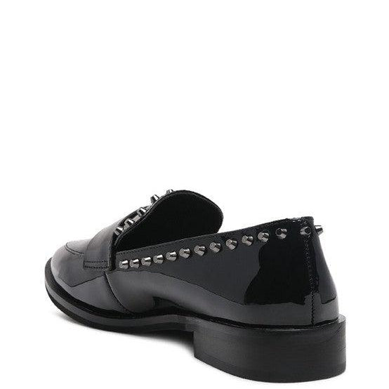 Women's Shoes - Flats Emilia Black Shine Forever Stud Penny Loafers