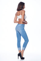 Mid Rise Destructed Ankle Skinny Jeans