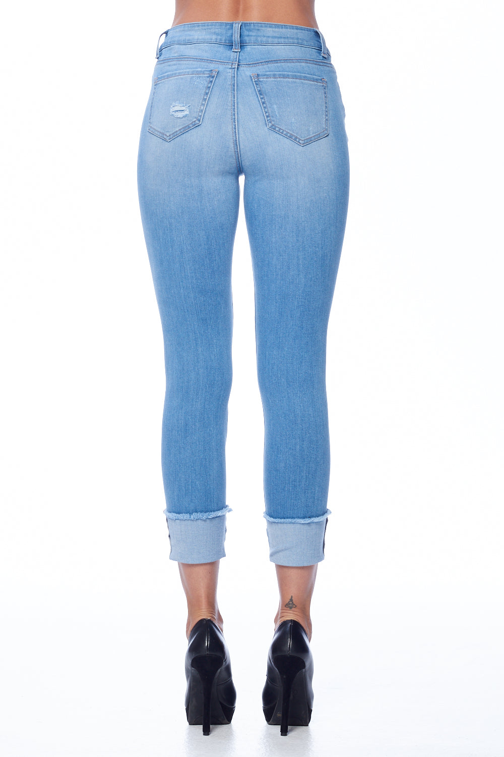 Mid Rise Destructed Ankle Skinny Jeans