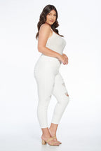 Mid Rise Destructed Ankle Skinny