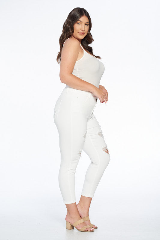 Mid Rise Destructed Ankle Skinny