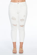 Mid Rise Destructed Ankle Skinny