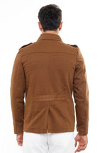 Epaulette 4 Pockets Washed Tan Coat – side view