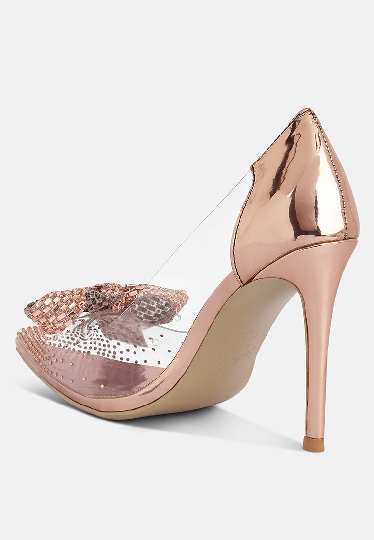 Erika Rhinestones Embellished Clear Pump Shoes