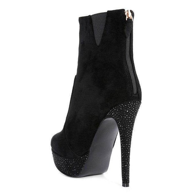 Espiree Microfiber High Heeled Ankle Boots - VacationGrabs
