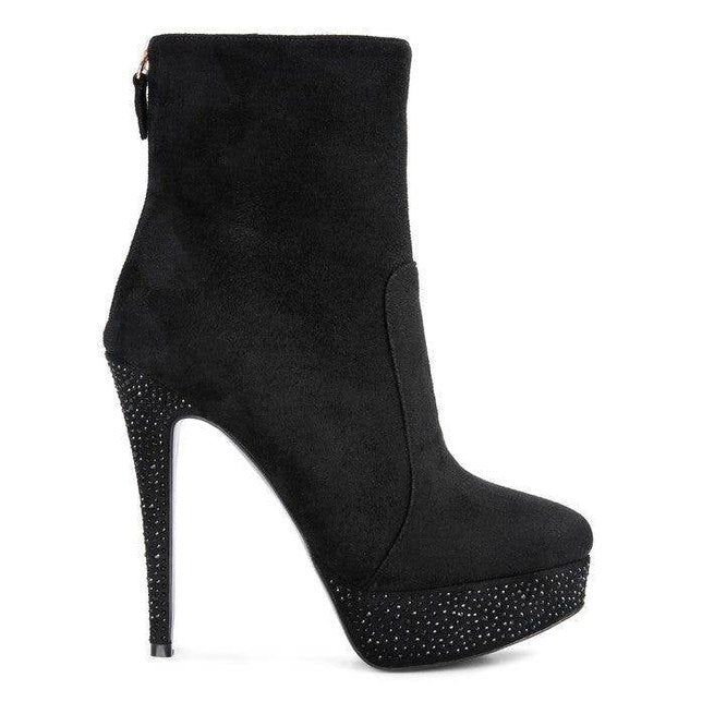 Espiree Microfiber High Heeled Ankle Boots - VacationGrabs