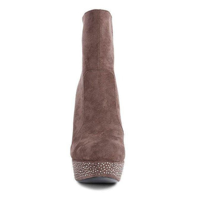 Espiree Microfiber High Heeled Ankle Boots - VacationGrabs