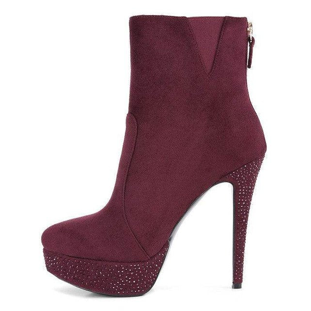Espiree Microfiber High Heeled Ankle Boots - VacationGrabs