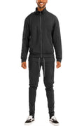 Men's 2PC Track Set in Black from VacationGrabs, perfect essential mens activewear for workouts