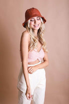 Leto Accessories Women's Ethical Fashion Bucket Hat in Rust Color for Stylish Summer Looks