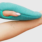 Turquoise exfoliating gloves for dead skin removal and skincare