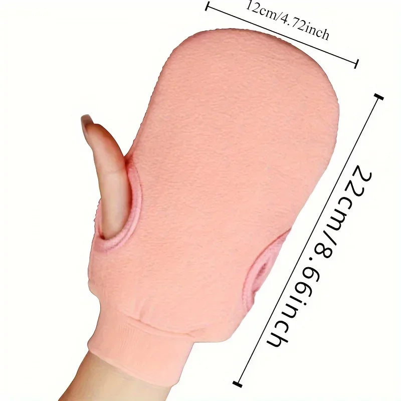 Pink exfoliating gloves for dead skin, soft and comfortable material