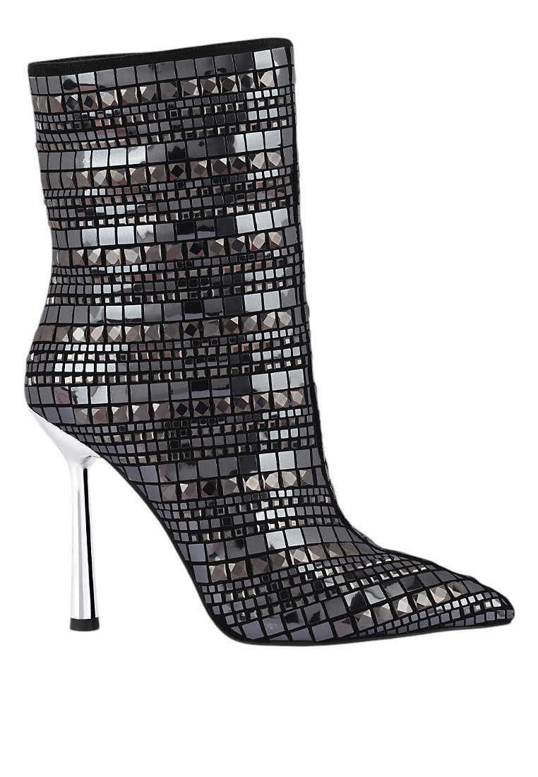 Extravagance Mirror Embellished Stiletto Boots