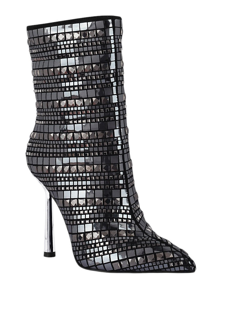 Extravagance Mirror Embellished Stiletto Boots