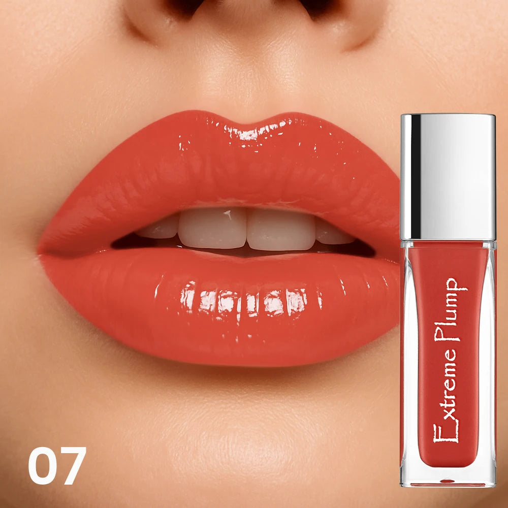 Extreme Plump lip gloss in vibrant coral for luscious lips