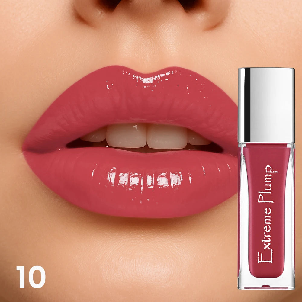 Extreme Plump lip gloss in rosy pink, perfect for enhancing lips