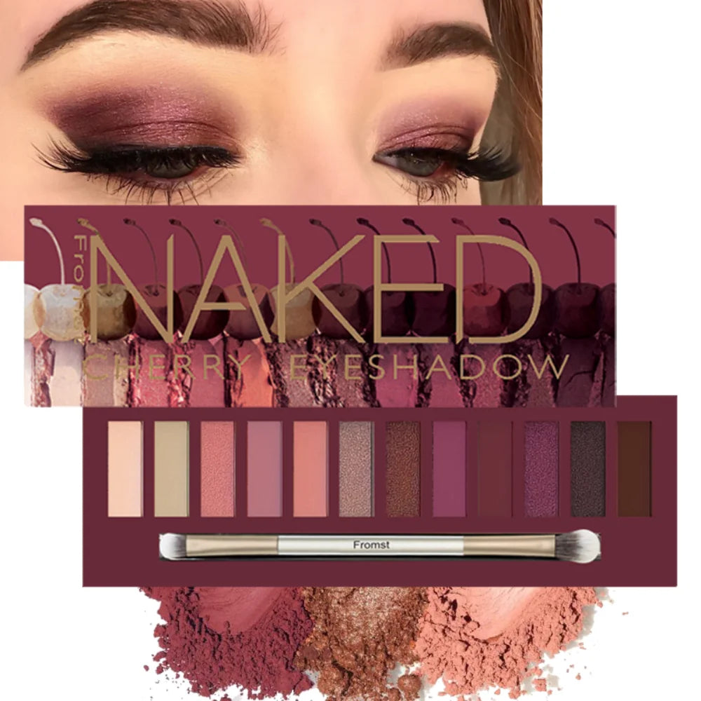 12-color eyeshadow palette with brown and pink shades (photo 1 of 7)
