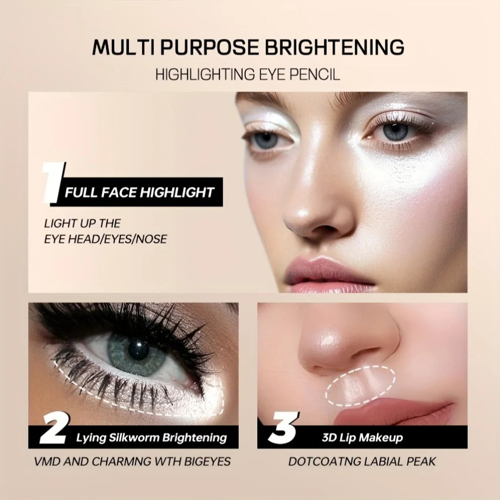 Multi-purpose highlighting eye pencil for waterproof eyeshadow application
