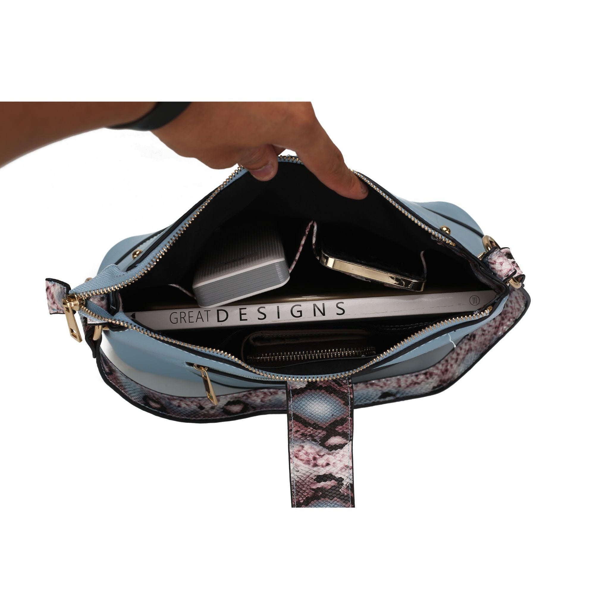 Wallets, Handbags & Accessories Ezra Snake embossed Vegan Leather Women Shoulder Handbag