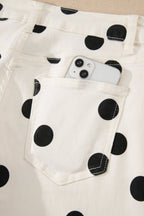 Polka Dot Wide Leg Ankle Length Jeans
