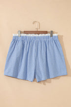 Plus Size Gingham Plaid Ruffle Contrast Trim Shorts