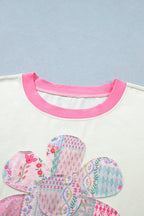 Plus Size Floral Patchwork Embroidered T-Shirt
