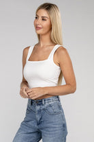 Women's Shirts - Cropped TopsCotton Square Neck Cropped Cami Top - VacationGrabs