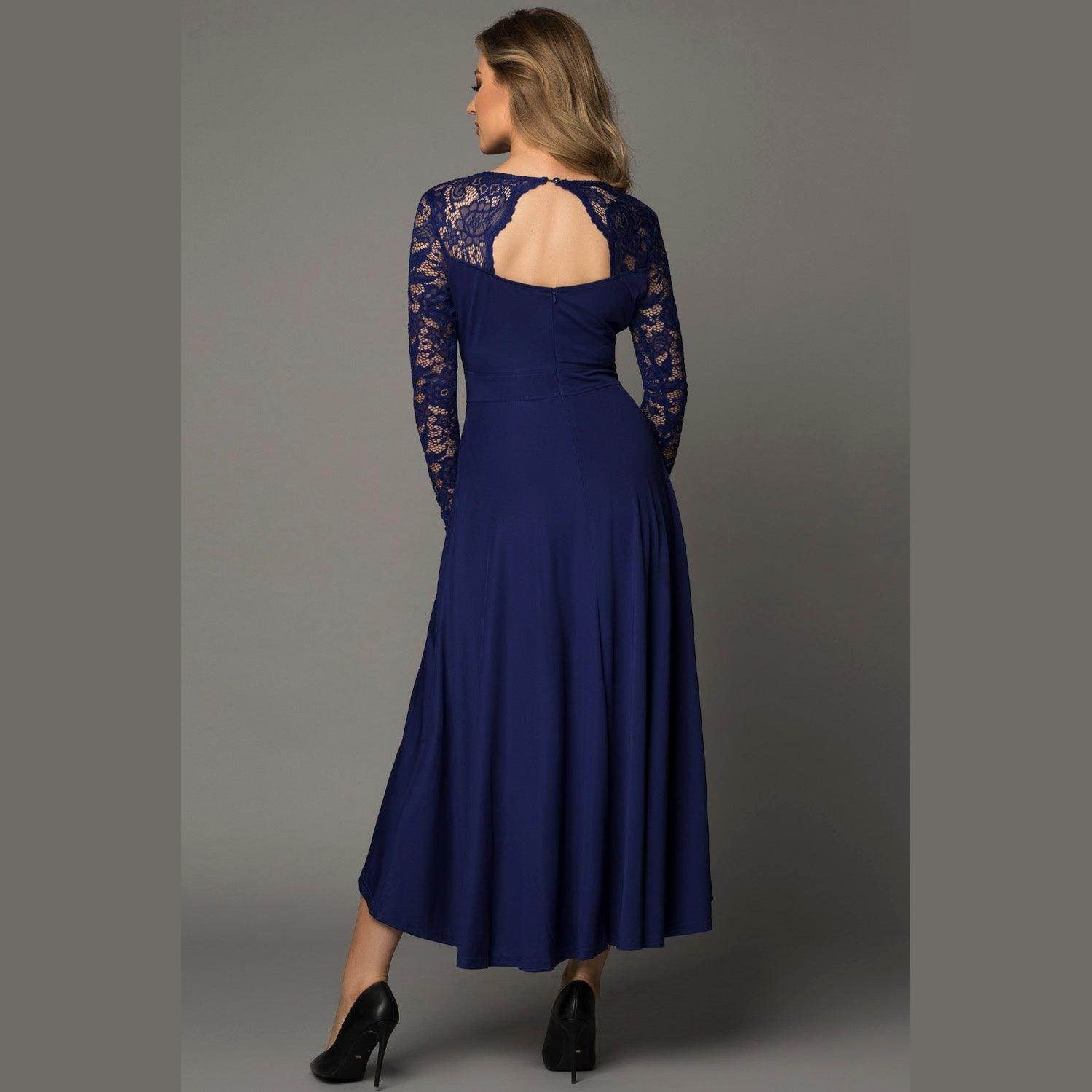 Lace High-Low V-Neck Dress - VacationGrabs