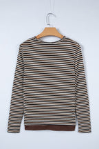 Stripe Textured Knit Long Sleeve T-Shirt