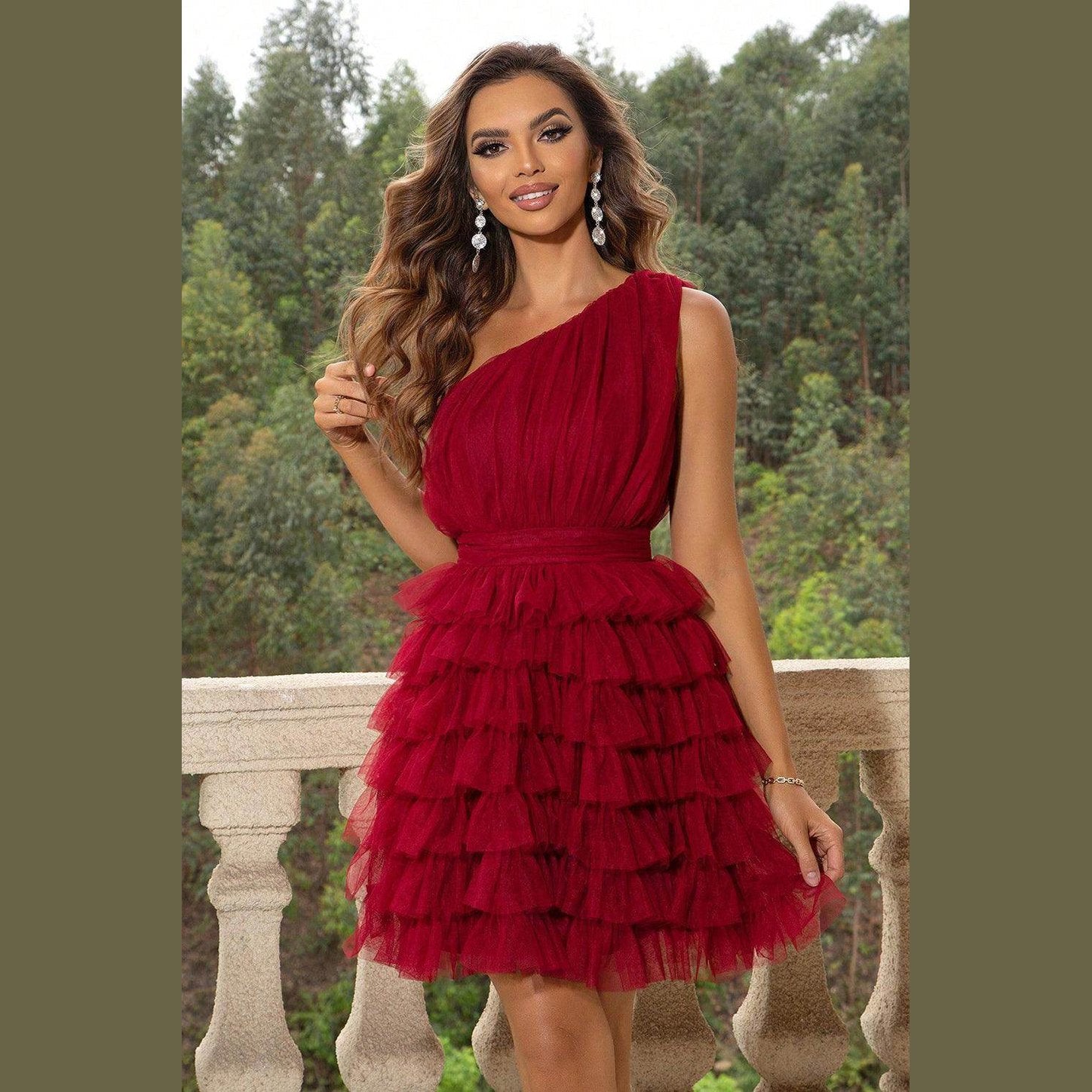 Womens One-Shoulder Sleeveless Dress - VacationGrabs